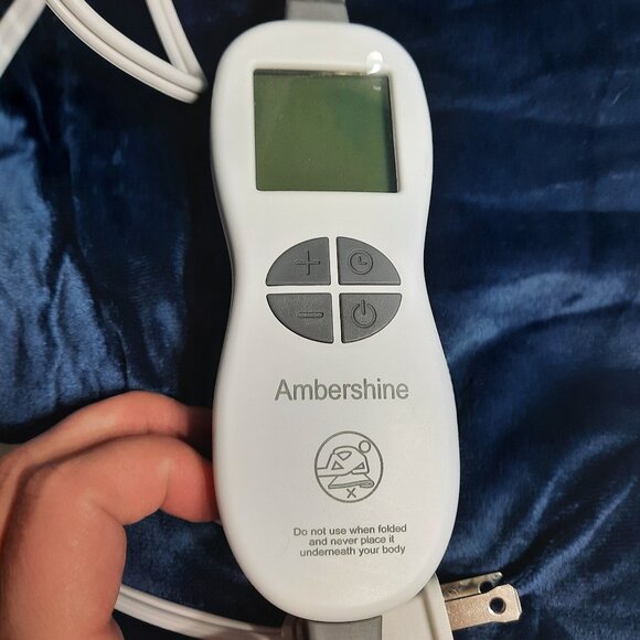 Ambershine Weighted Neck Shoulder Heating Pad Wrap Electric Plush Navy - Picture 2 of 6